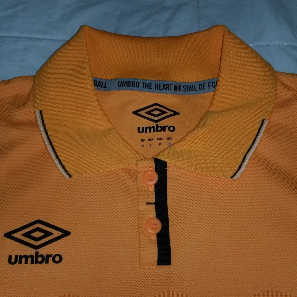Umbro Men's UX Polo Top, Orange Pop/Black, Small